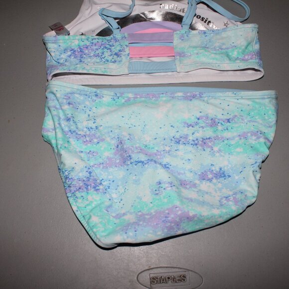 Multi Color Reversibile 2 Pcs Justice Bikini Swimsuit Size 16 - Picture 14 of 16